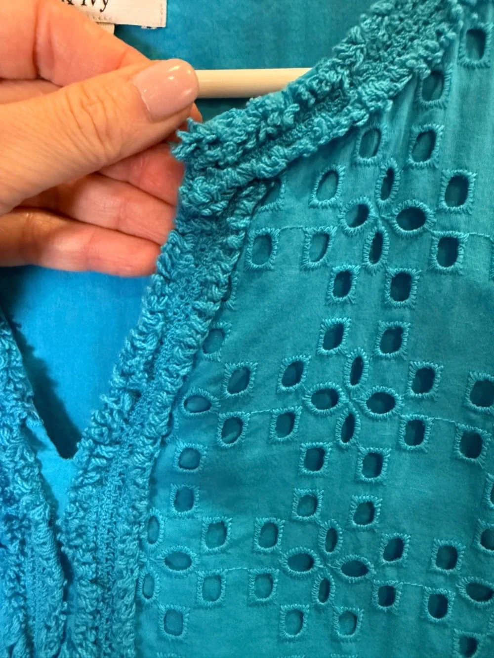 crown & ivy Women’s Royal Blue Eyelet Cottagecore Normcore Mini Dress sz 4